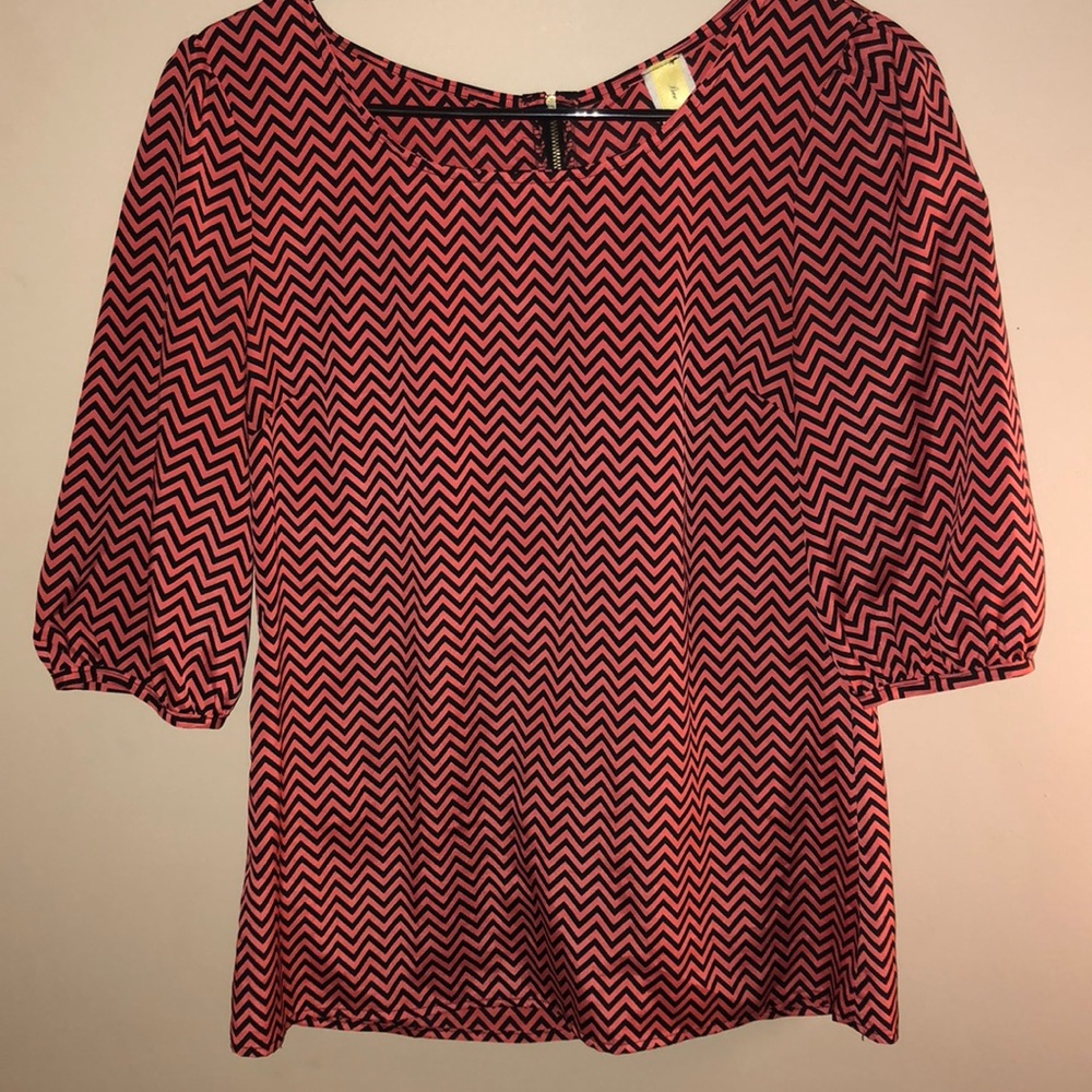 Quarter  sleeve blouse Salmon and Black